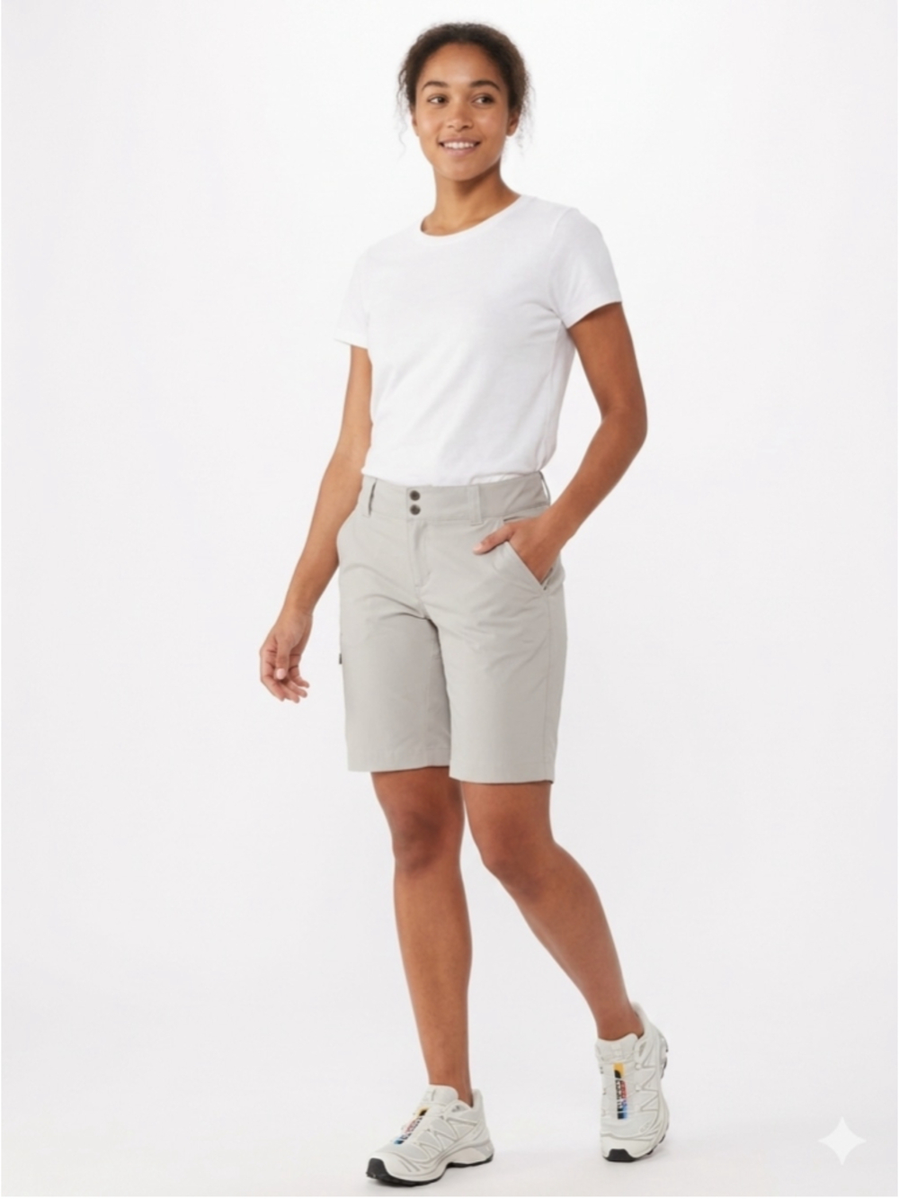 Women's Columbia Saturday Trail Long Hiking Shorts Grey Size 10 - 780